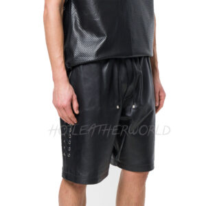 Lace-Up Sports Men Leather Shorts