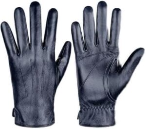 Alepo Genuine Sheepskin Leather Gloves For Men, Winter Warm Touchscreen Texting Cashmere Lined Driving Motorcycle Gloves (navy-XL)