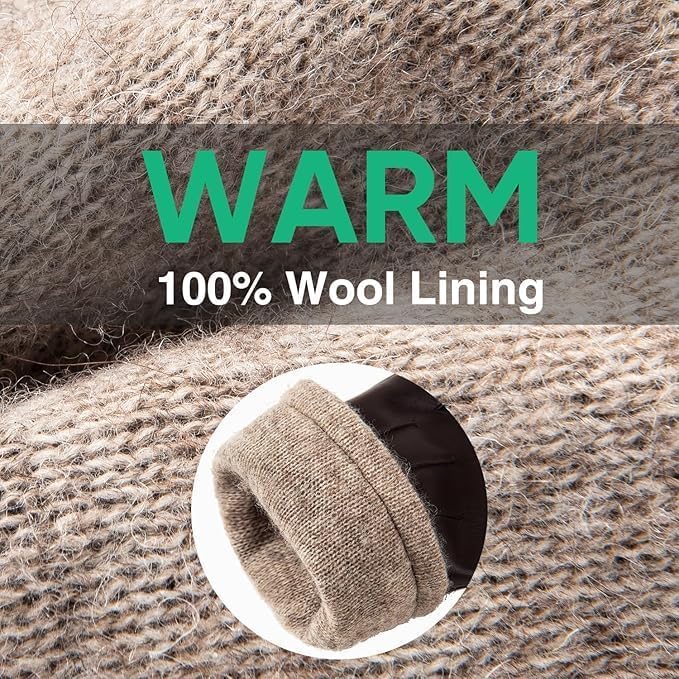 Alepo Winter PU Leather Gloves For Men, Warm Thermal Touchscreen Texting Typing Dress Driving Motorcycle Gloves Wool Lining - Image 33