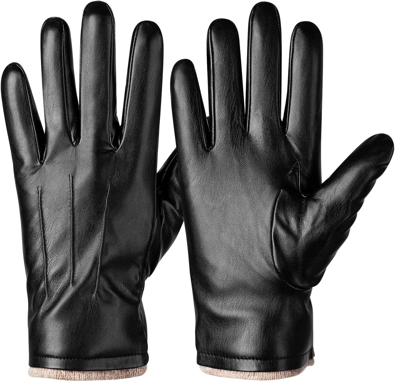Alepo Winter PU Leather Gloves For Men, Warm Thermal Touchscreen Texting Typing Dress Driving Motorcycle Gloves Wool Lining - Image 25