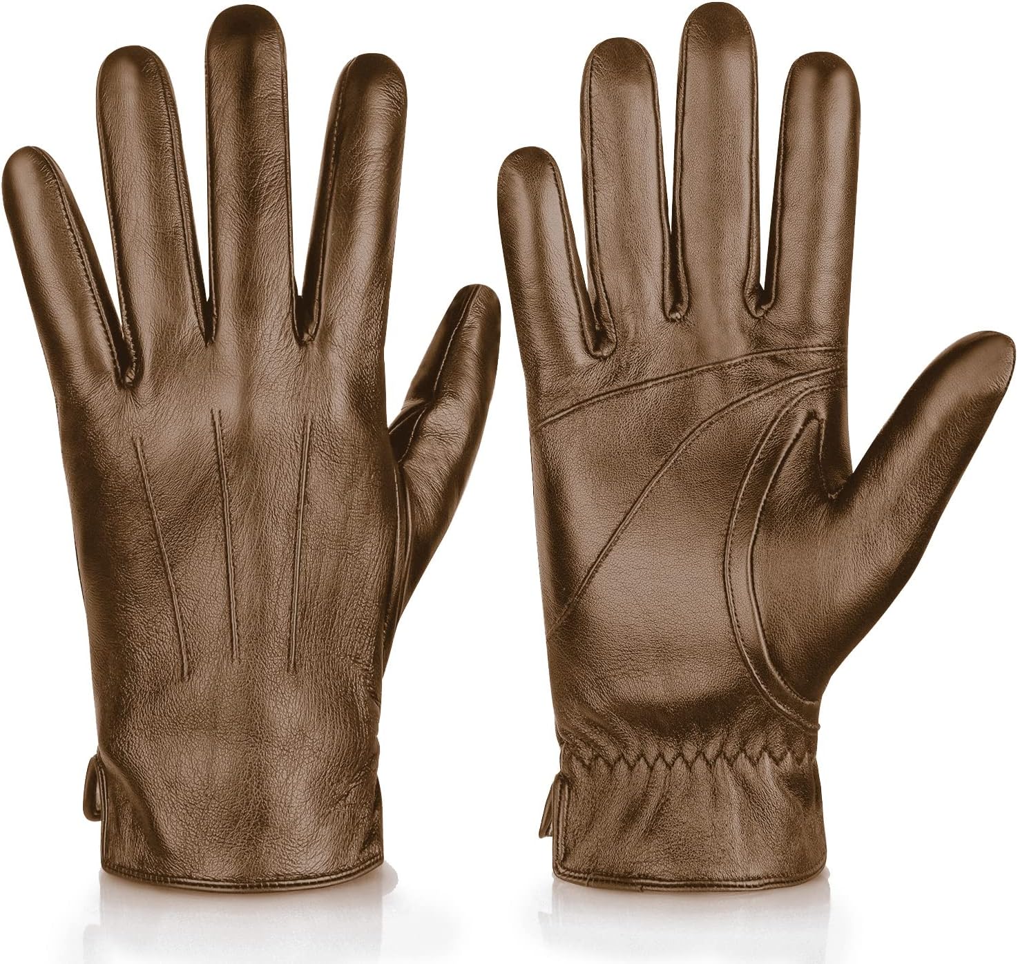 Alepo Genuine Sheepskin Leather Gloves for Men, Winter Warm Touchscreen Texting Cashmere Lined Driving Motorcycle Gloves - Image 19