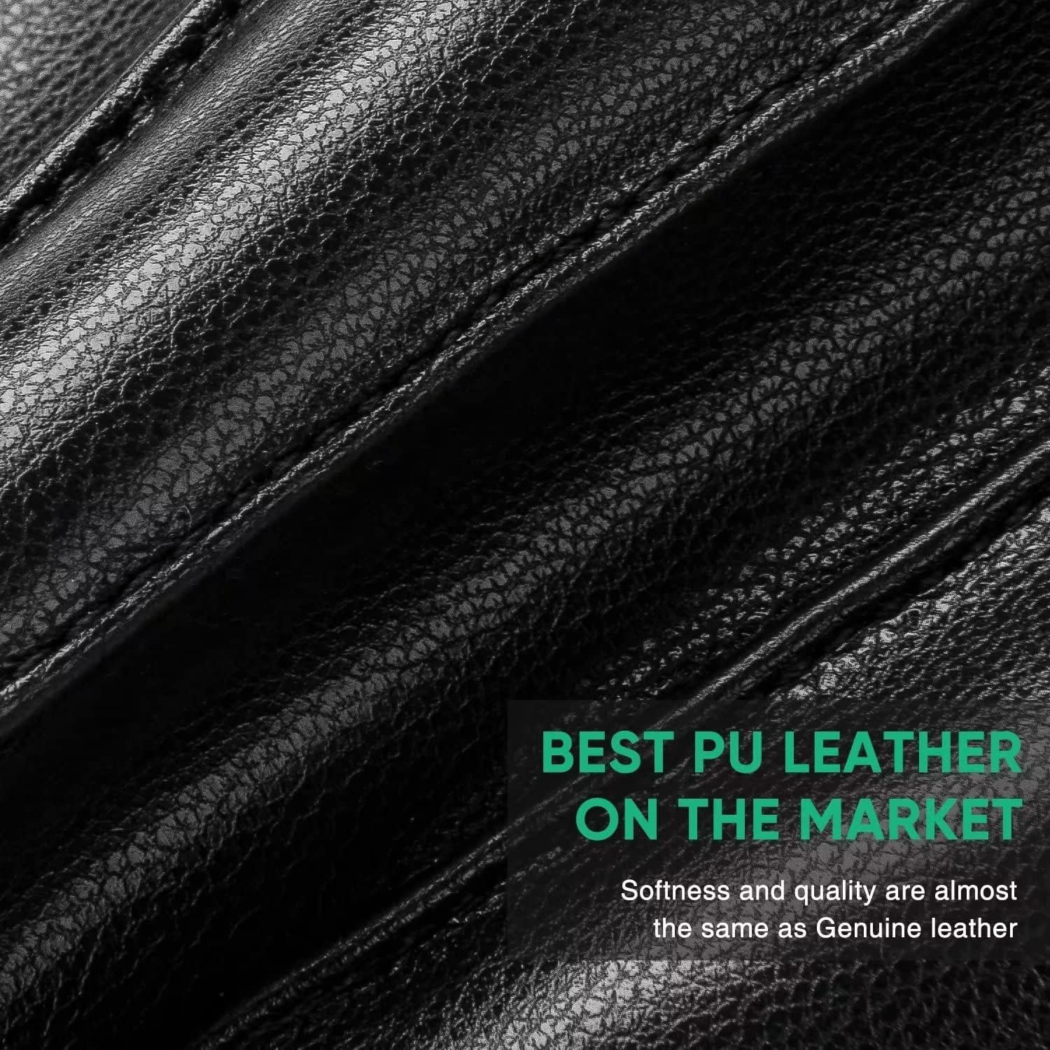 Alepo Winter PU Leather Gloves For Men, Warm Thermal Touchscreen Texting Typing Dress Driving Motorcycle Gloves Wool Lining - Image 22