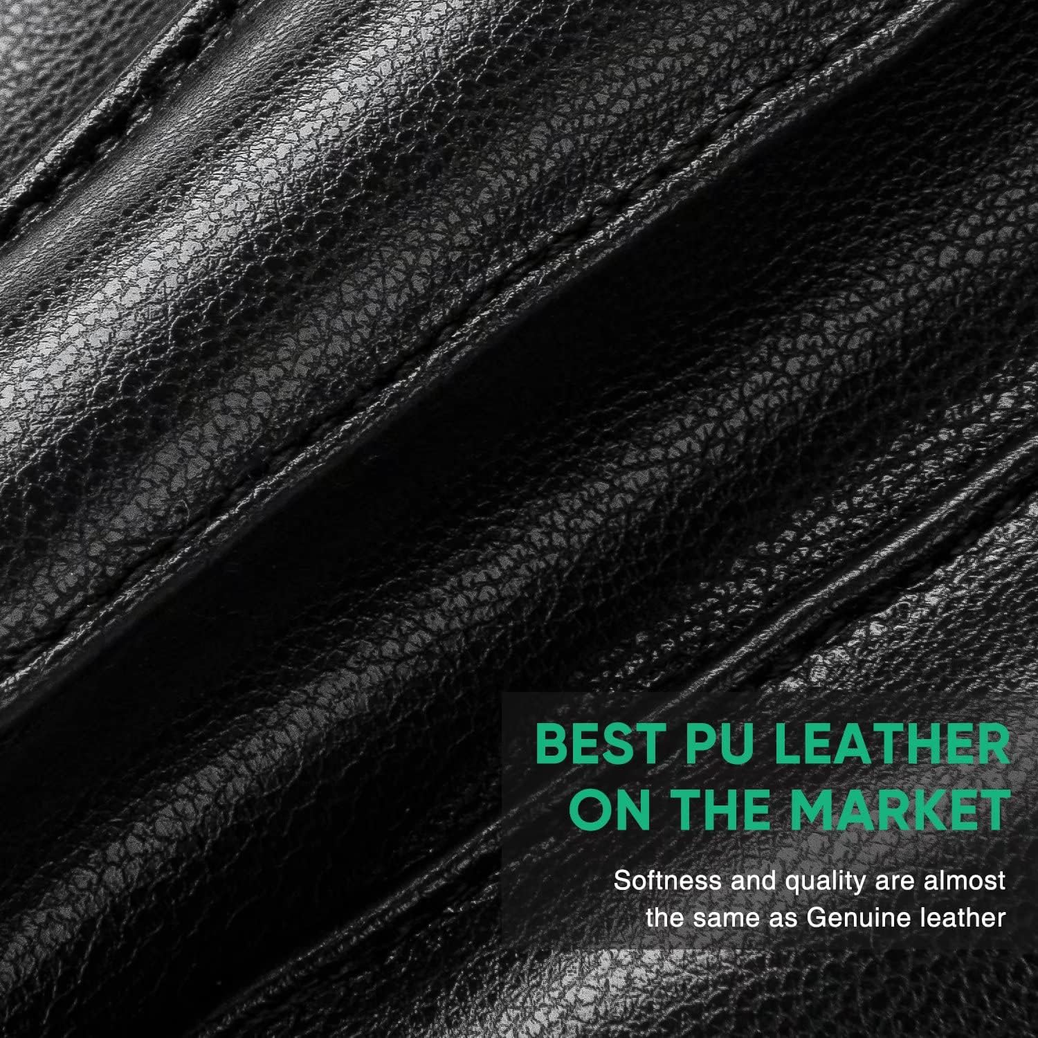 Alepo Winter PU Leather Gloves For Men, Warm Thermal Touchscreen Texting Typing Dress Driving Motorcycle Gloves Wool Lining - Image 4