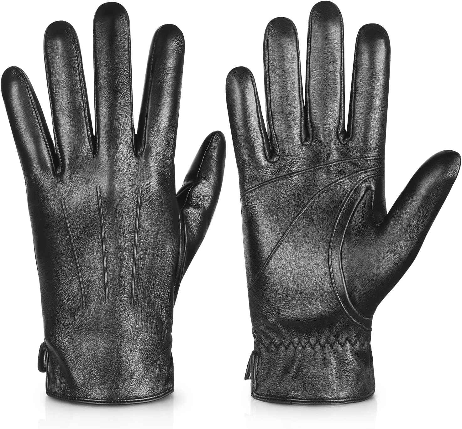 Alepo Genuine Sheepskin Leather Gloves for Men, Winter Warm Touchscreen Texting Cashmere Lined Driving Motorcycle Gloves - Image 31