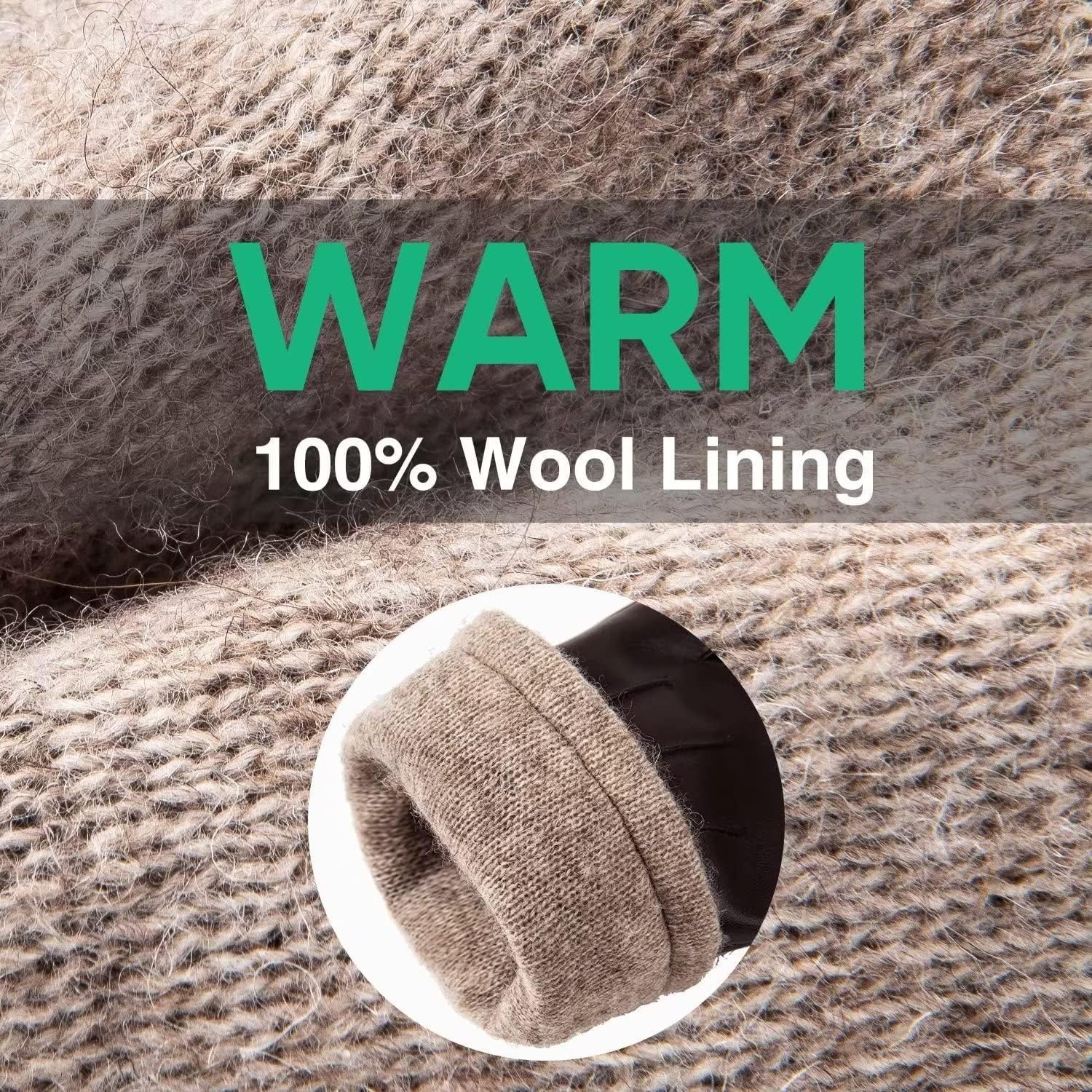 Alepo Winter PU Leather Gloves For Men, Warm Thermal Touchscreen Texting Typing Dress Driving Motorcycle Gloves Wool Lining - Image 14