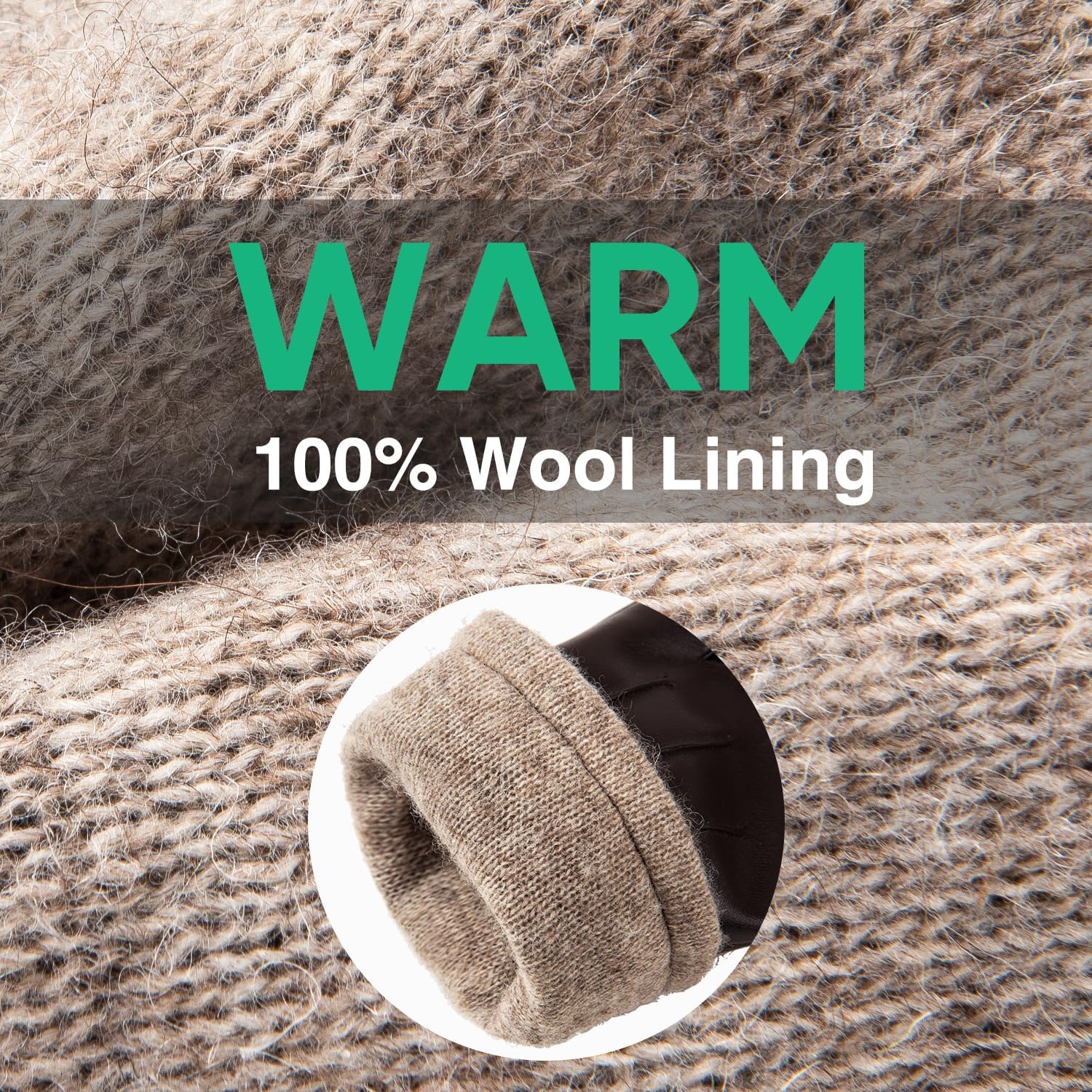 Alepo Winter PU Leather Gloves For Men, Warm Thermal Touchscreen Texting Typing Dress Driving Motorcycle Gloves Wool Lining - Image 8